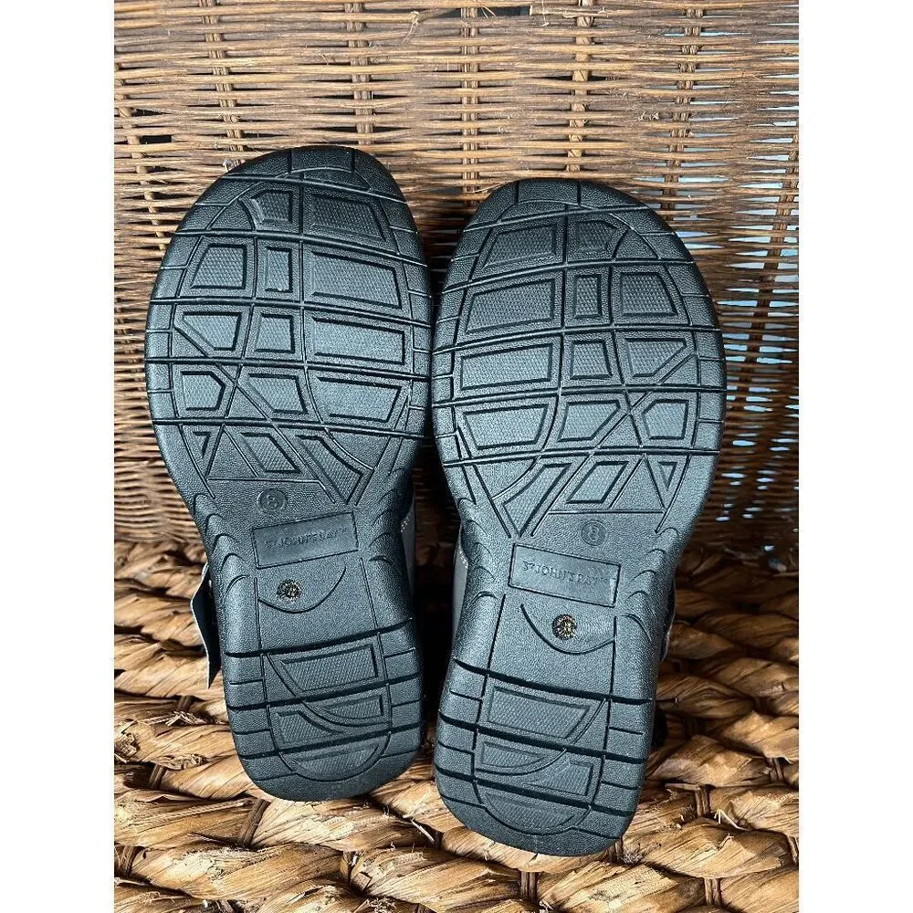 St John's Bay Men's Gray Leather Memory Foam Fisherman Sandals Size 8‎